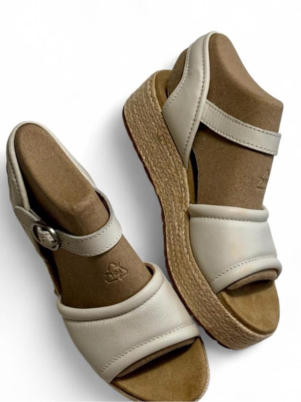 Timberland Ivory Leather Espadrille Wedge Sandals Size 10 Platform Summer